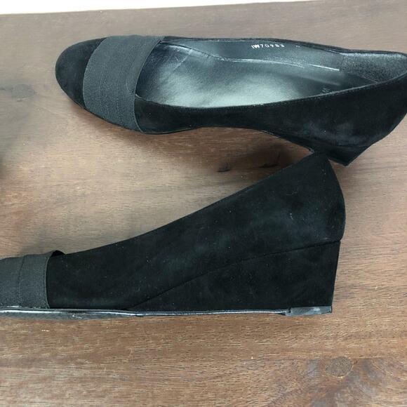 Stuart Weitzman Black Suede Slip On Wedges Size 8M - Picture 5 of 7